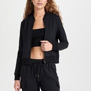 Lolë black full zip athletic bomber track jacket pockets extra small XS